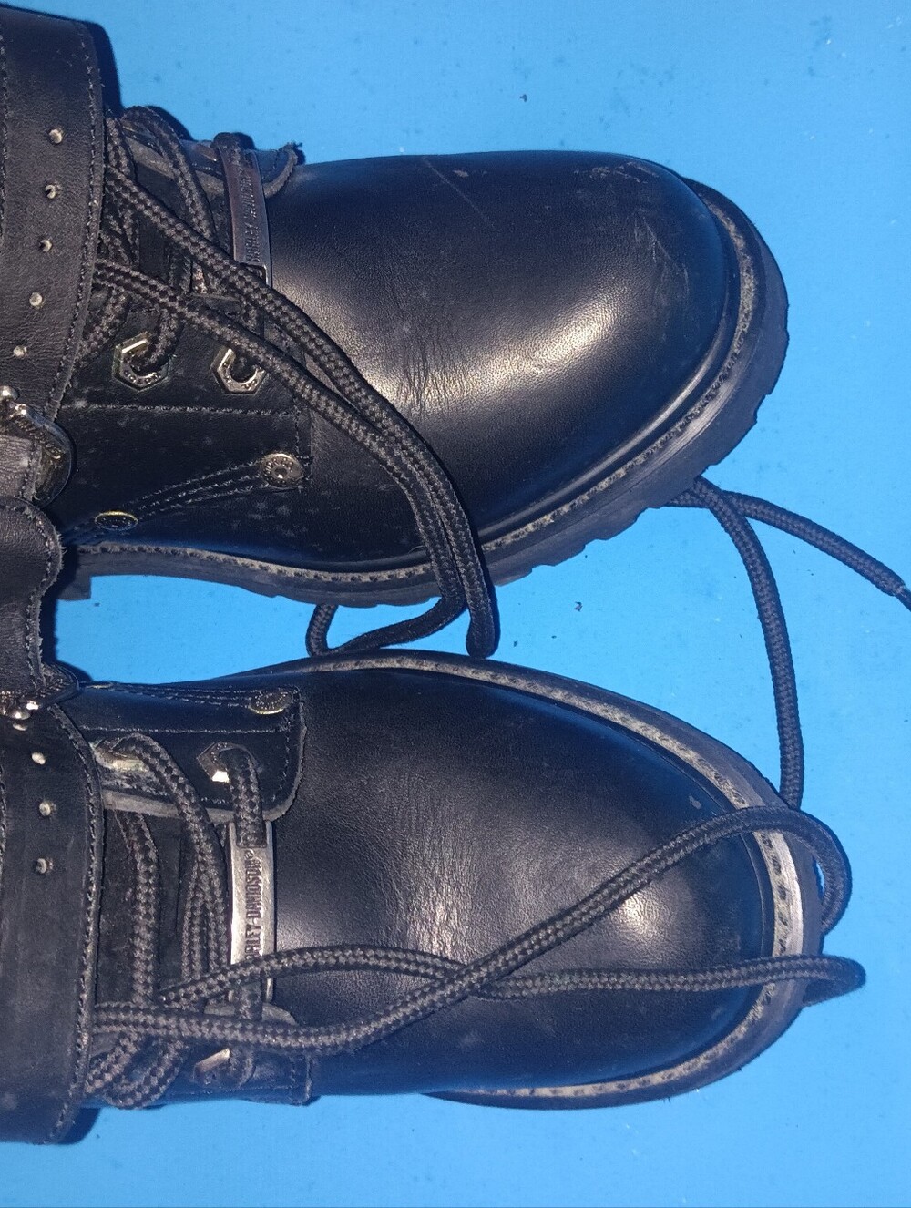Women's Black Lace-Up Leather Work Boots